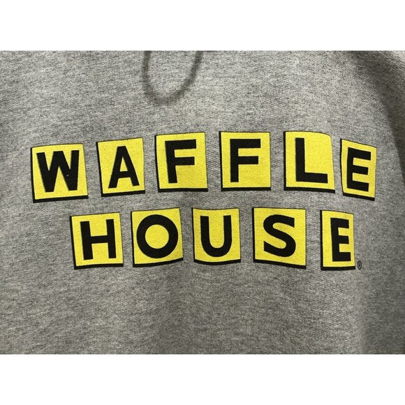 Waffle House Hoodie Large American Roadtrip String Pulls Gray - Picture 2 of 6